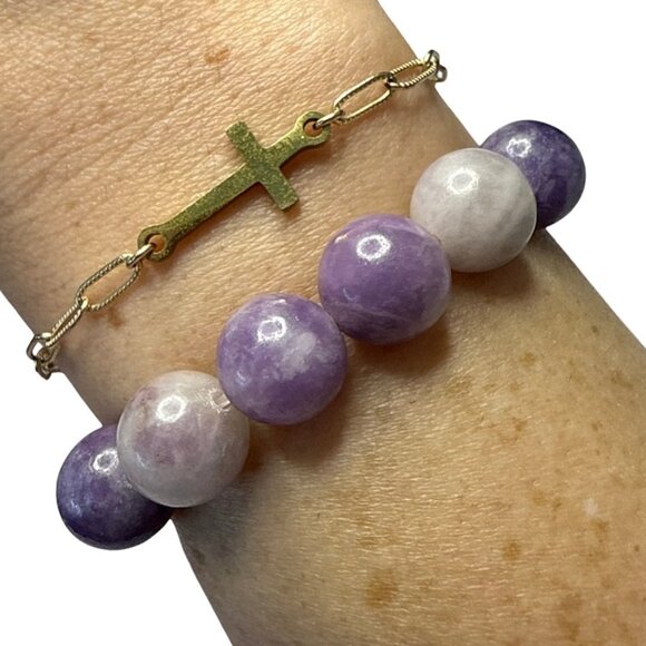 Lepidolite Purple Bracelet Jewelry crystal beaded accessories handmade boho NEW - Picture 6 of 10